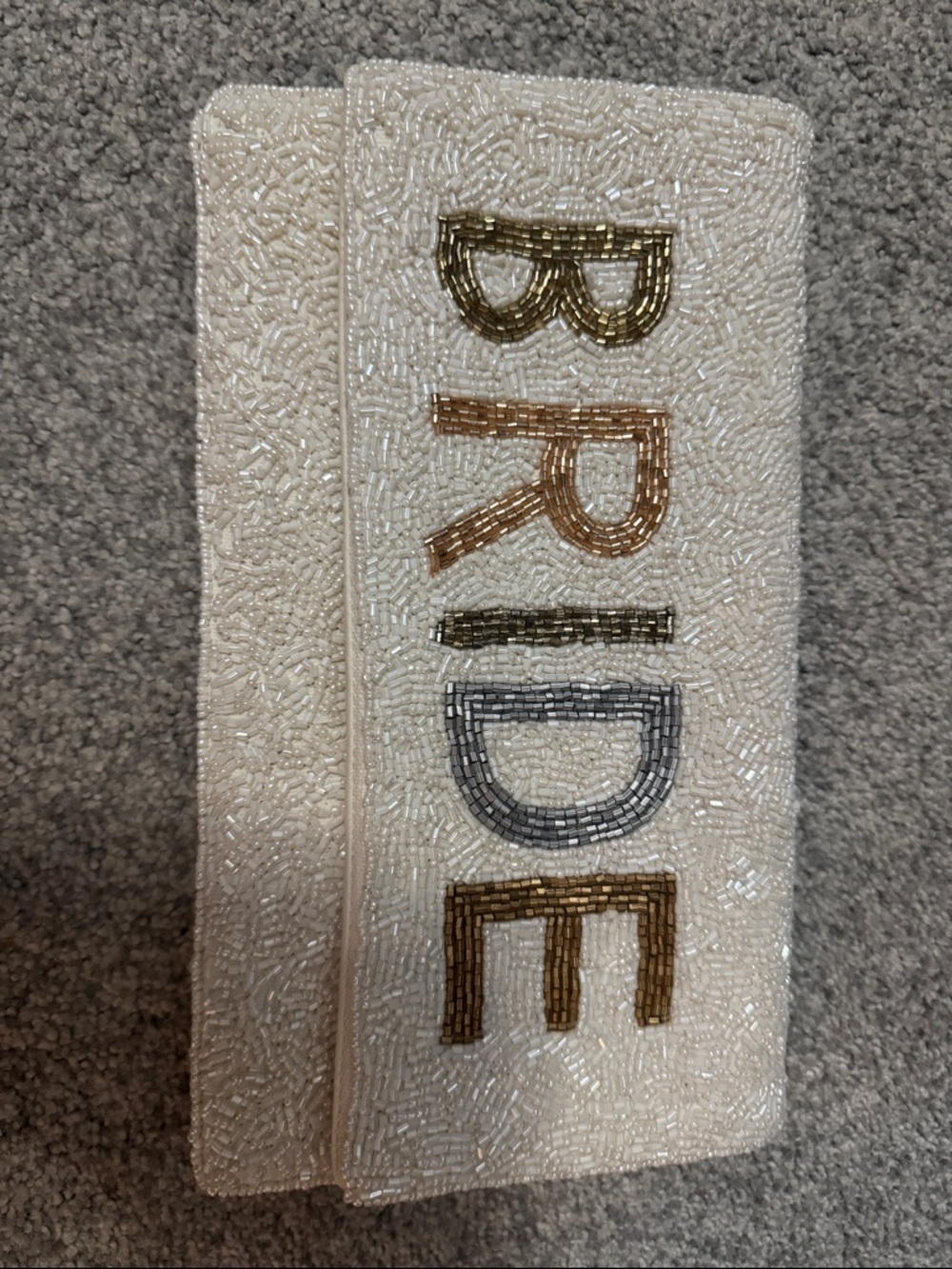 Beaded 'BRIDE' Ivory Clutch